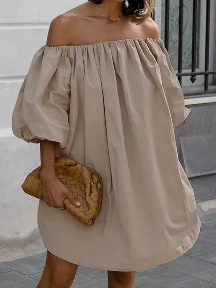 Casual Solid Shoulder Loose Dress