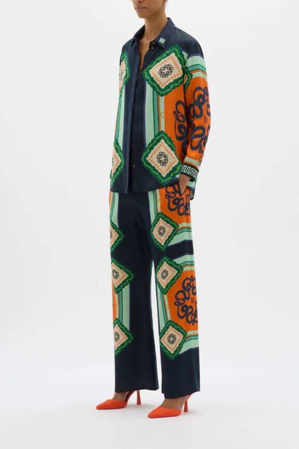 Ensemble deux pièces en satin festif à imprimé unique