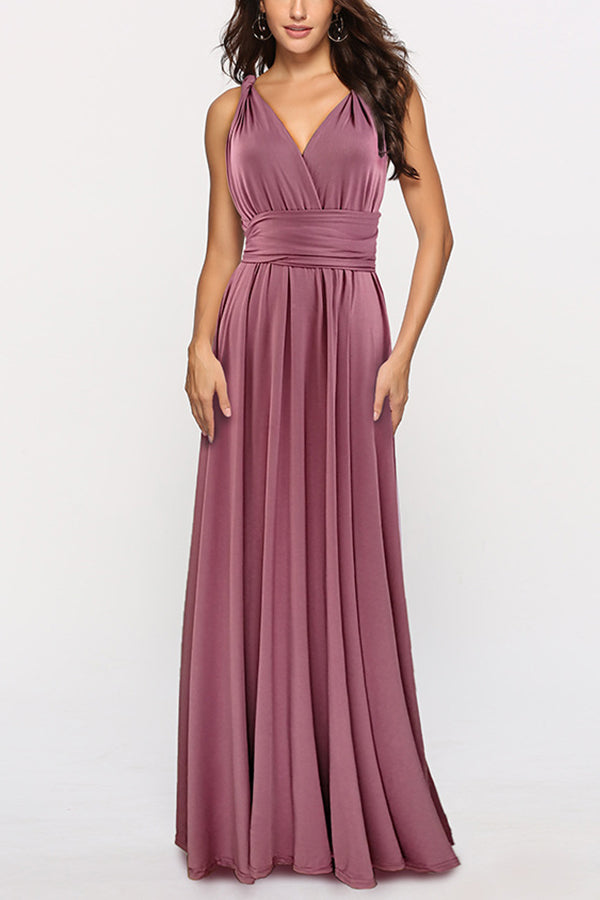 Multi-Way Multi Rope Crossover Backless Sexy Bandage Dress mauve L