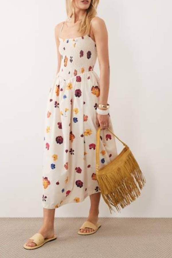 Abercrombie & Fitch dipped waist maxi dress in floral placement
