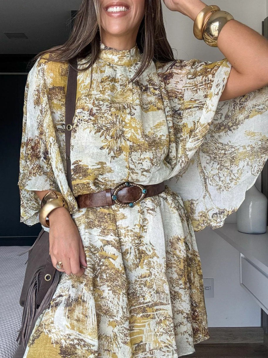 Einzigartiges Minikleid mit Bohème-Print