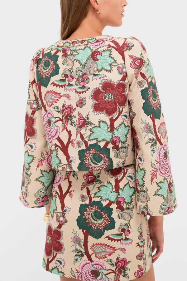 Garden scroll V-neck Maxine top and mini skirt set