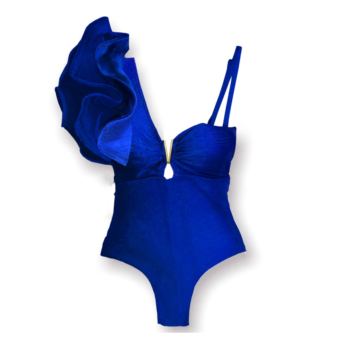 One-shoulder bodycon ruffled swimsuit 4