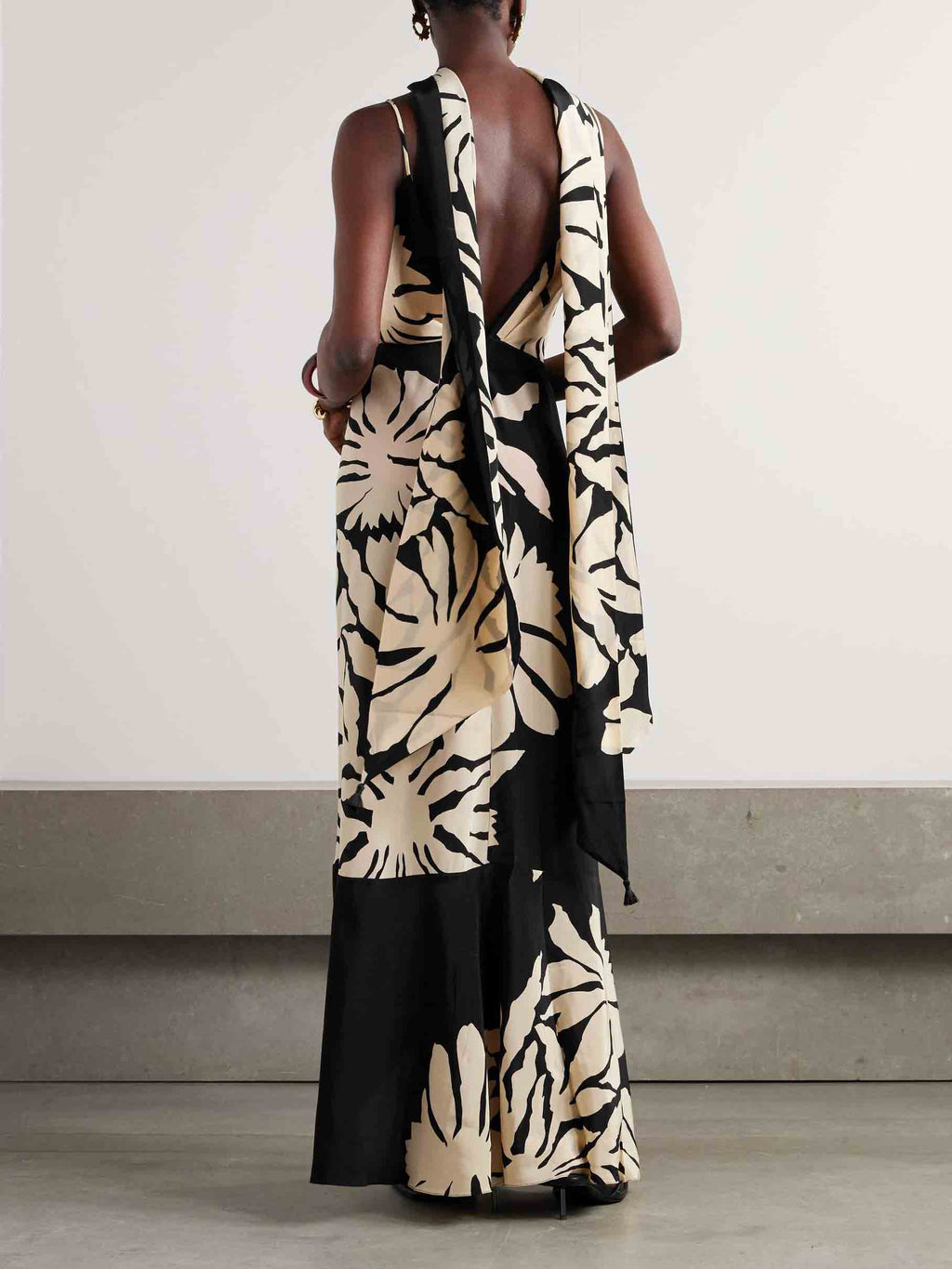 Robe longue portefeuille décontractée à imprimé floral plissé