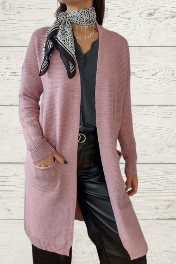 Long Horizontal Knit Tank Top Pink