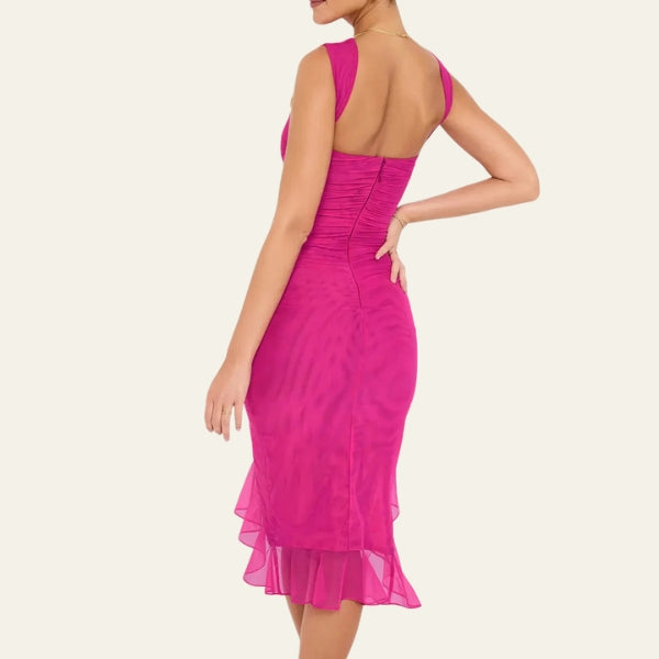 The Mykonos Ruffle-Hem Mesh Dress