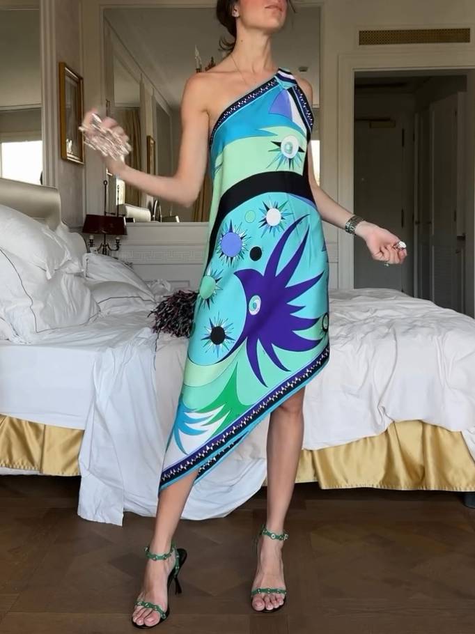 Robe asymétrique à imprimé irrégulier