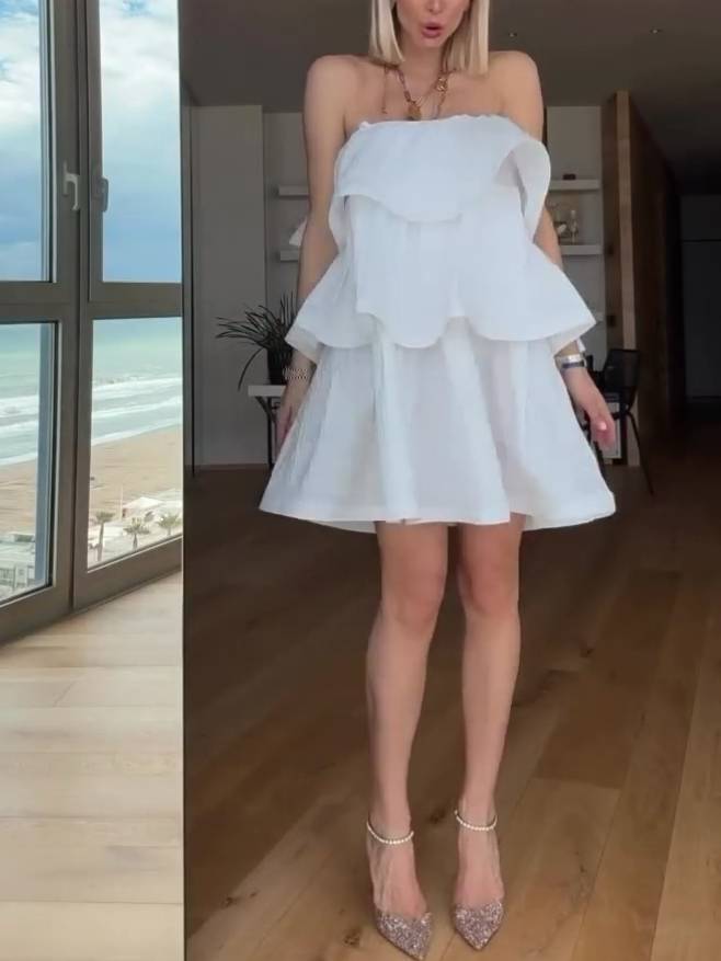 Mehrlagiges Cake-Minikleid