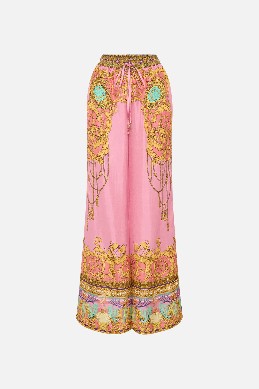 Mermaid Motel Unique Print Long Sleeve Loose Shirt and Elastic Waist Pants Set