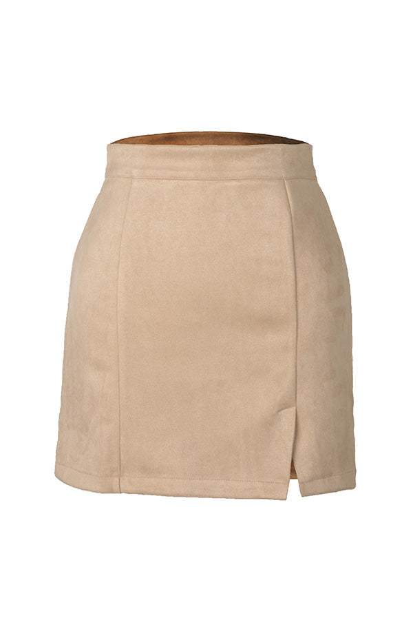 High-waist zipper autumn and winter A-line solid color skirt 4