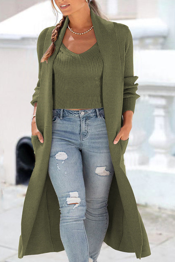 Cotton cardigan vest jacket sweater Green