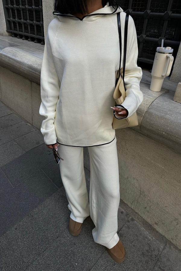 Harper Pile Trouser Set White