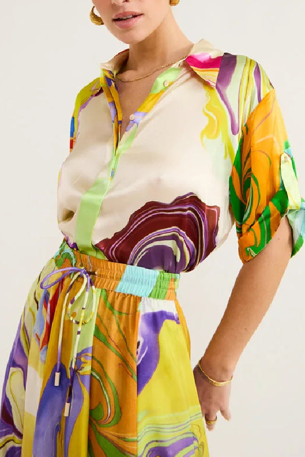 Silk Skirt and Skirt in Multi Multicolor