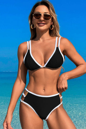 Double strap swimsuit set Black