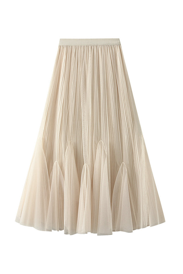 Retro slimming fishtail skirt with wide swing apricot one size