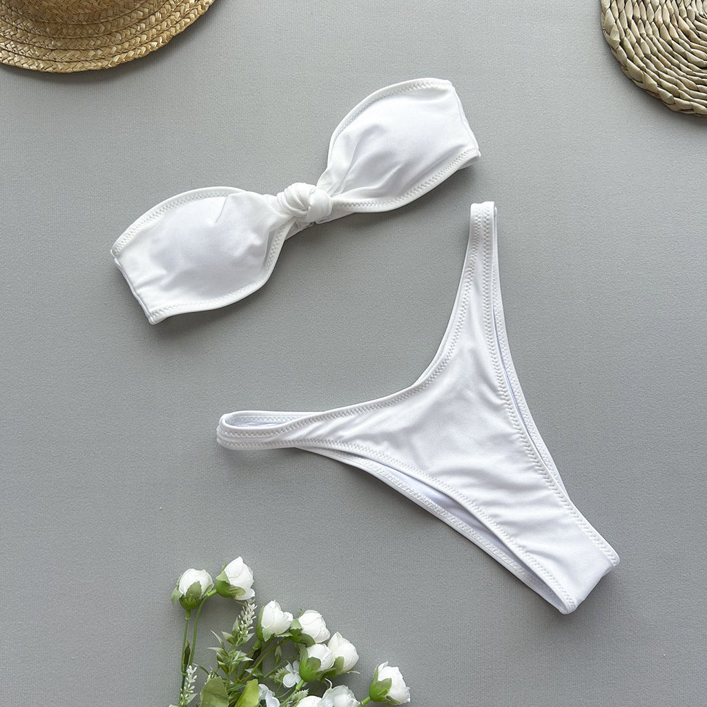 Bandeau Knot Multi-Color Thong Bikini Set