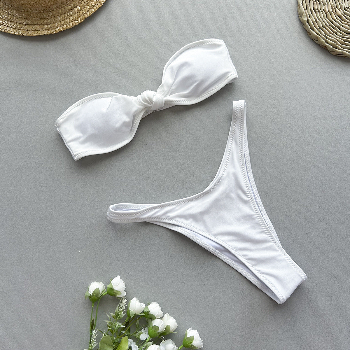 Bandeau Knot Multi-Color Thong Bikini Set