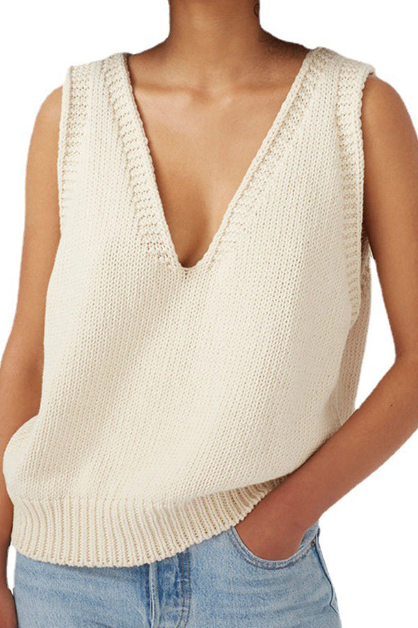 Knitted Vest Small Vest Women's Sleeveless Sweater White