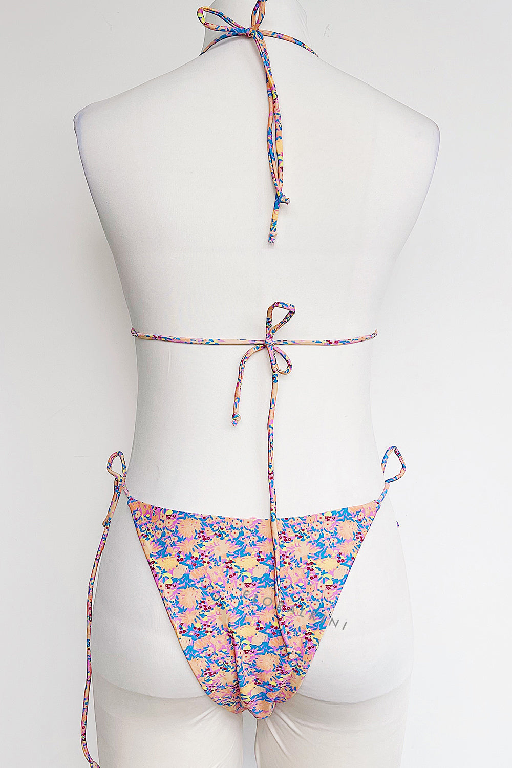 Floral Print Triangle Halter Tie Side Bikini Set