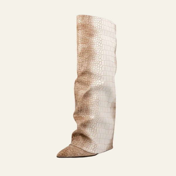 The Manhattan Croc-Effect Wedge Boots