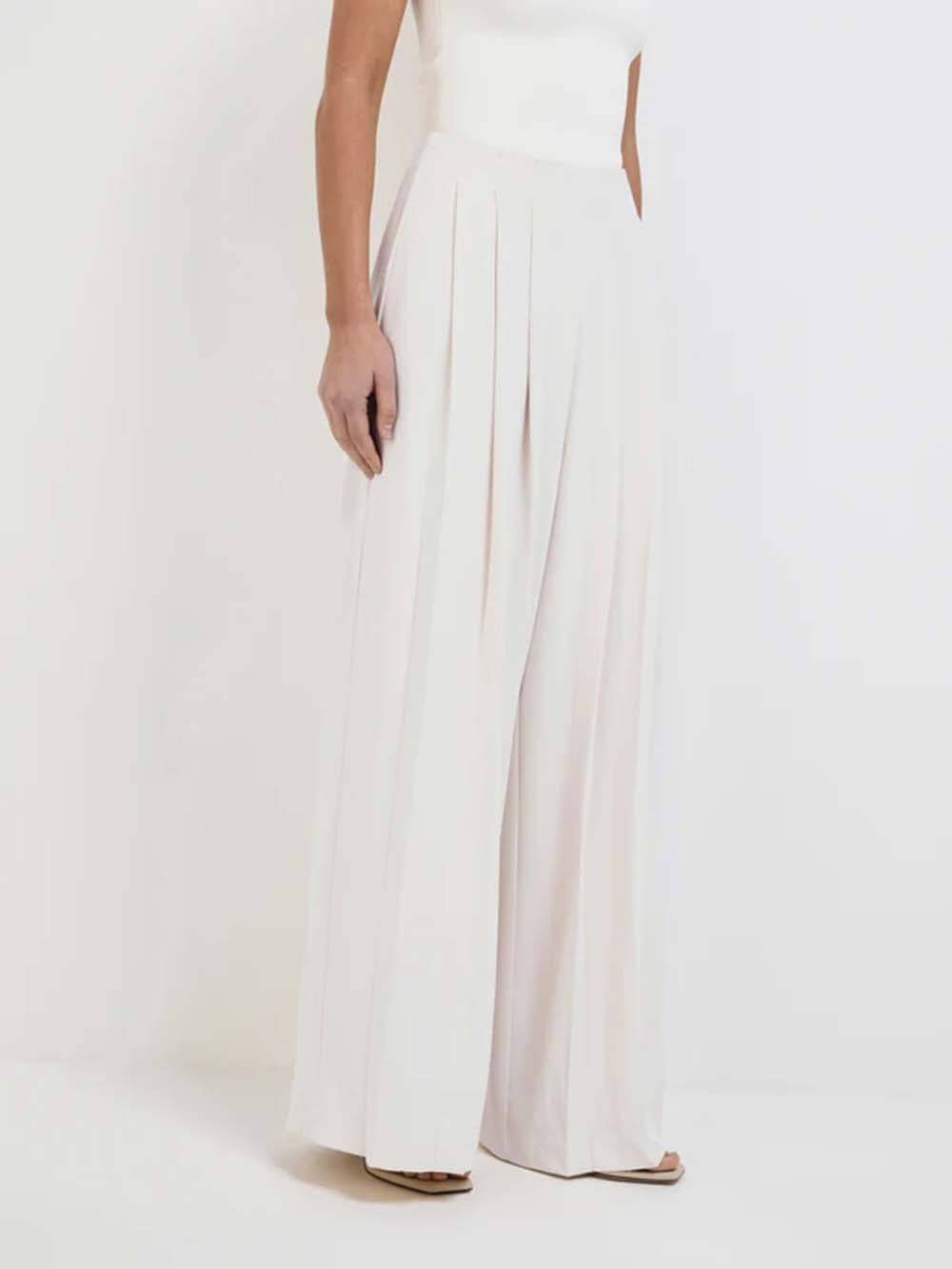 Classic High-Waist Pleated Pockets Wide-Leg Pants