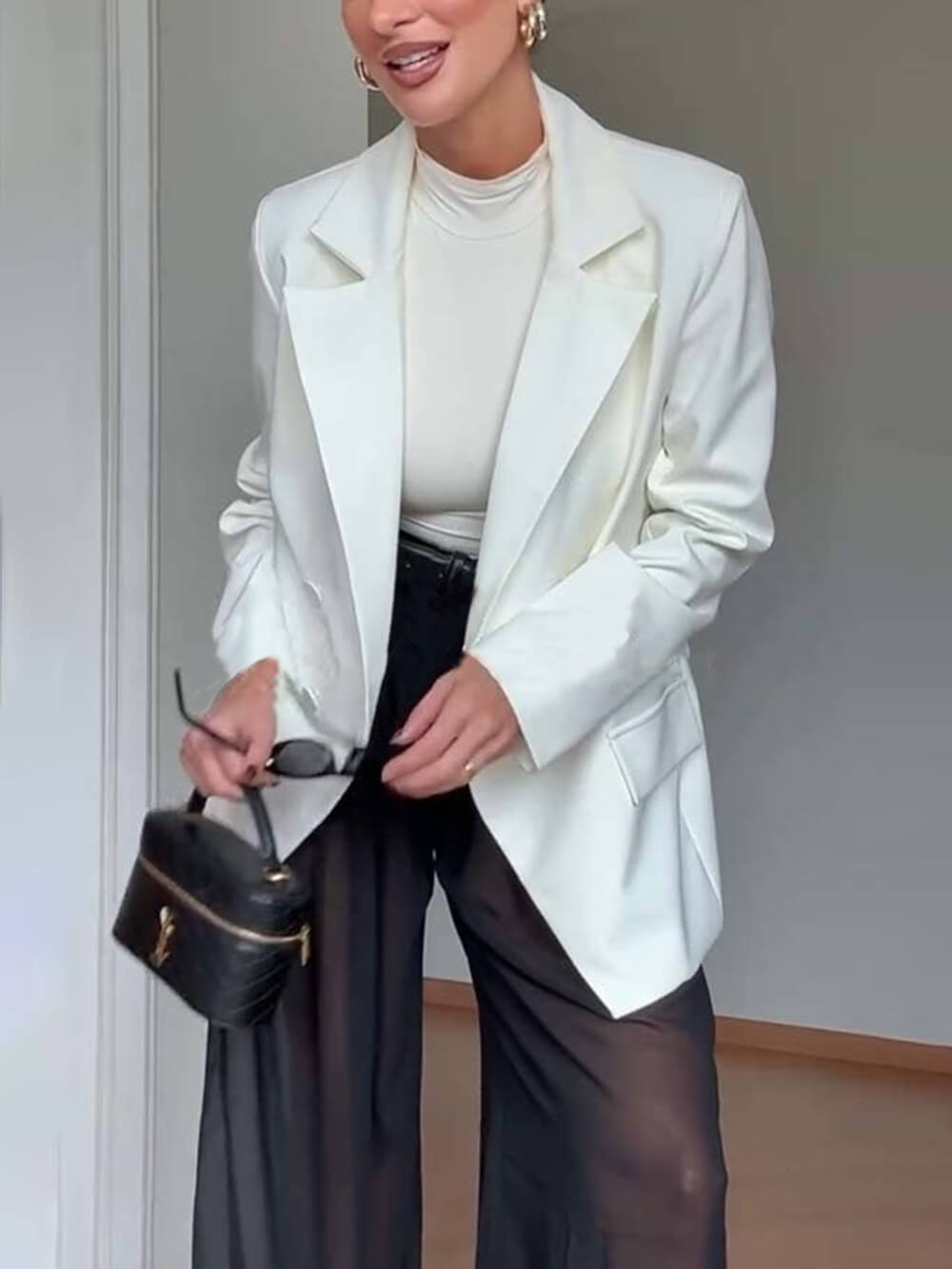 Classic Autumn Avenue Double-breasted Long Sleeve Lapel Loose Blazer