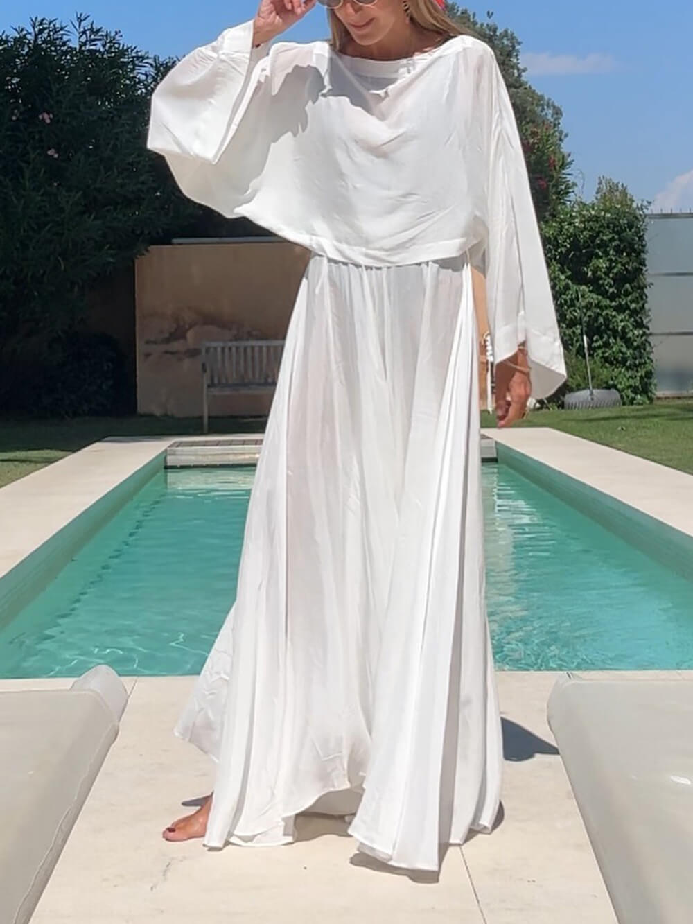 Jupe trapèze évasée et élégante en satin froncé