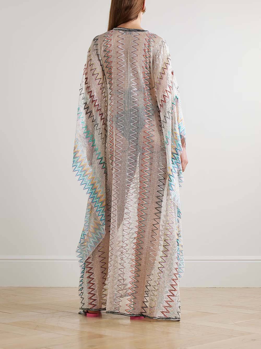 Casual Sequin Stripe Print Openwork Knit Maxi Dress