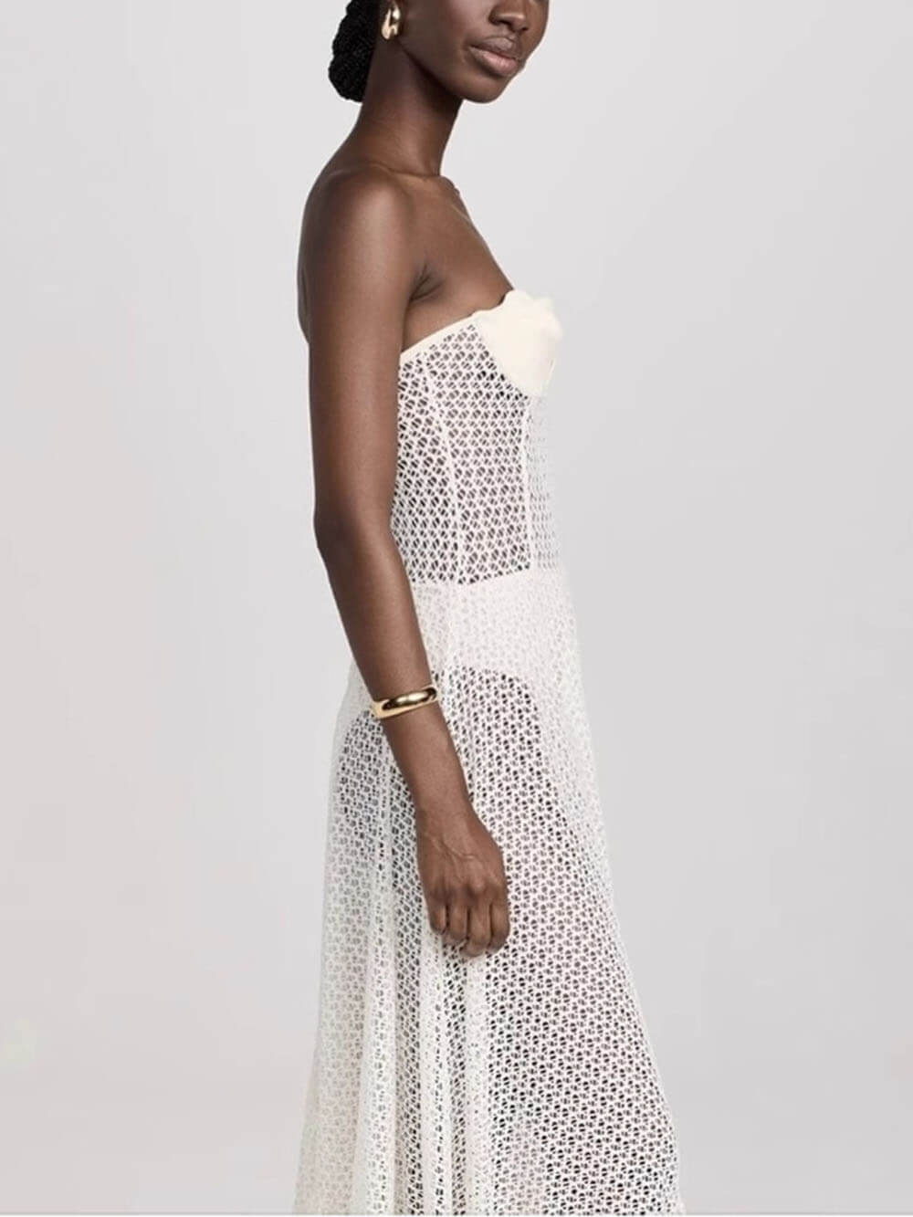 Elegantes, großes, durchsichtiges A-Linien-Kleid mit floraler Spitze und Strapsen