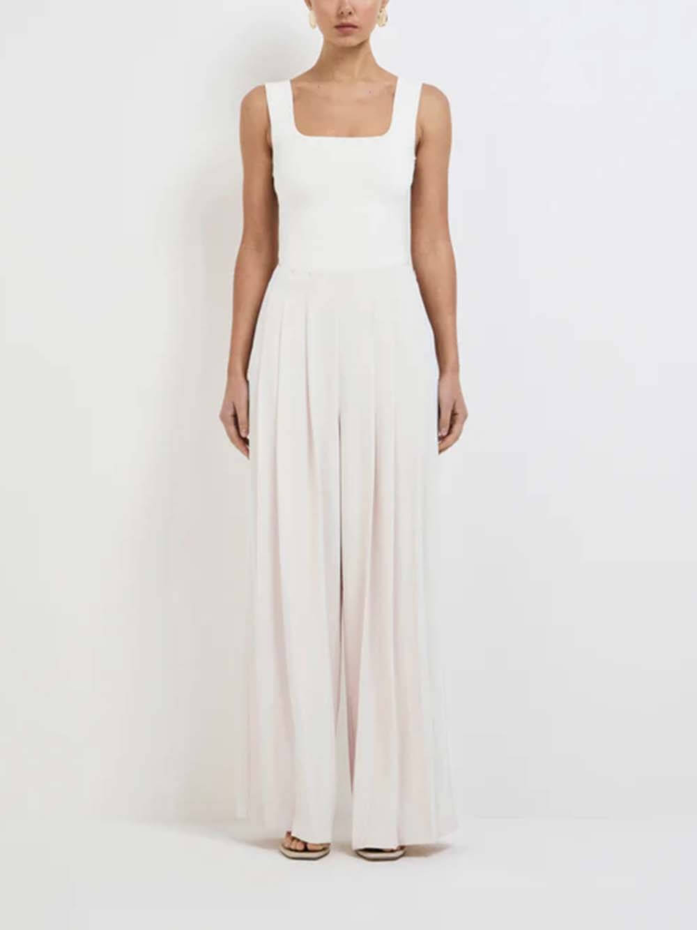 Classic High-Waist Pleated Pockets Wide-Leg Pants