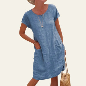 The Capri Pocket Midi Dress Blue