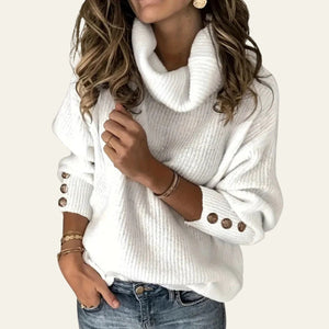 The Aspen Buttoned Turtleneck Sweater White