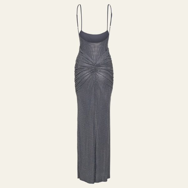 The Sorrento Ruched-Sequin Maxi Dress