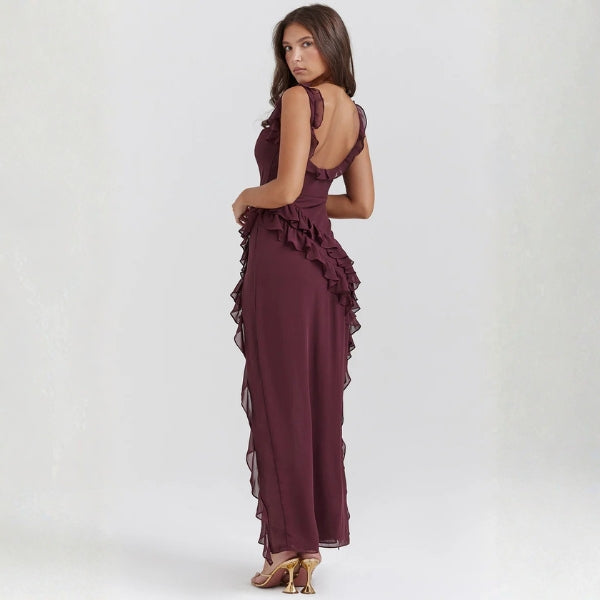 The Marbella Evening Ruffle Maxi Dress