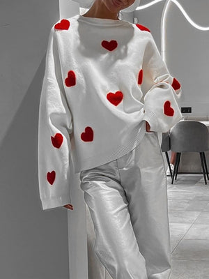 Sweat-shirt en tricot coeur