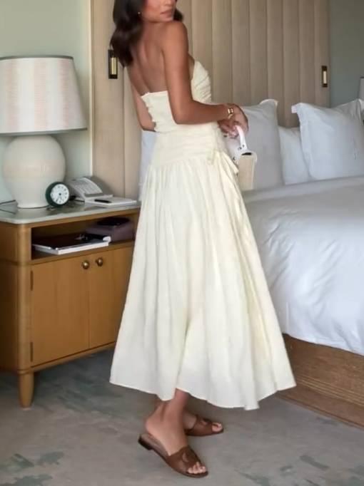 Plissiertes Midikleid mit Tube-Top