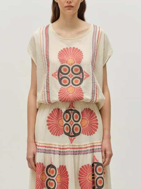 Débardeur à imprimé floral ethnique rétro