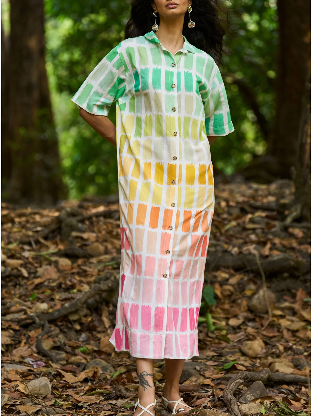 Robe chemise imprimée unique