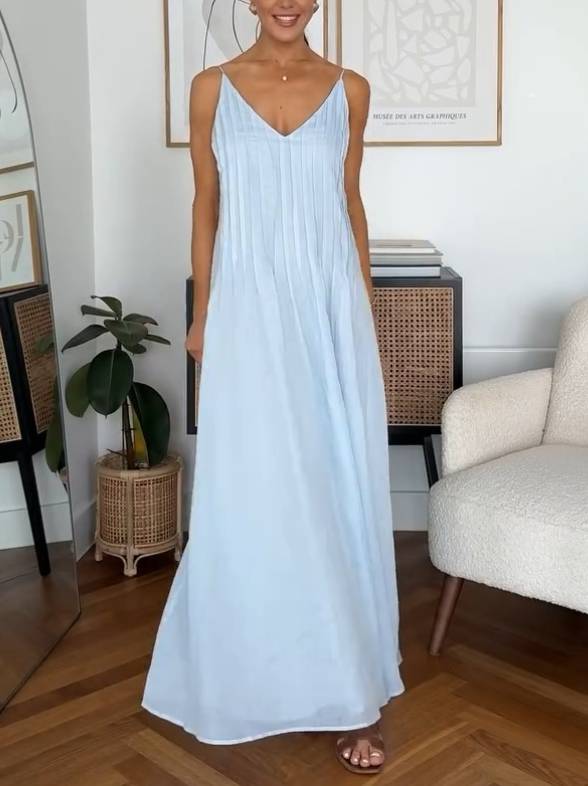 Plissiertes Sling-Kleid im Urlaubsstil