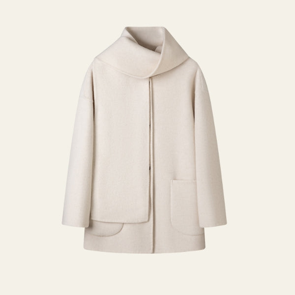 The Verona Cashmere Asymmetric-Collar Short Coat