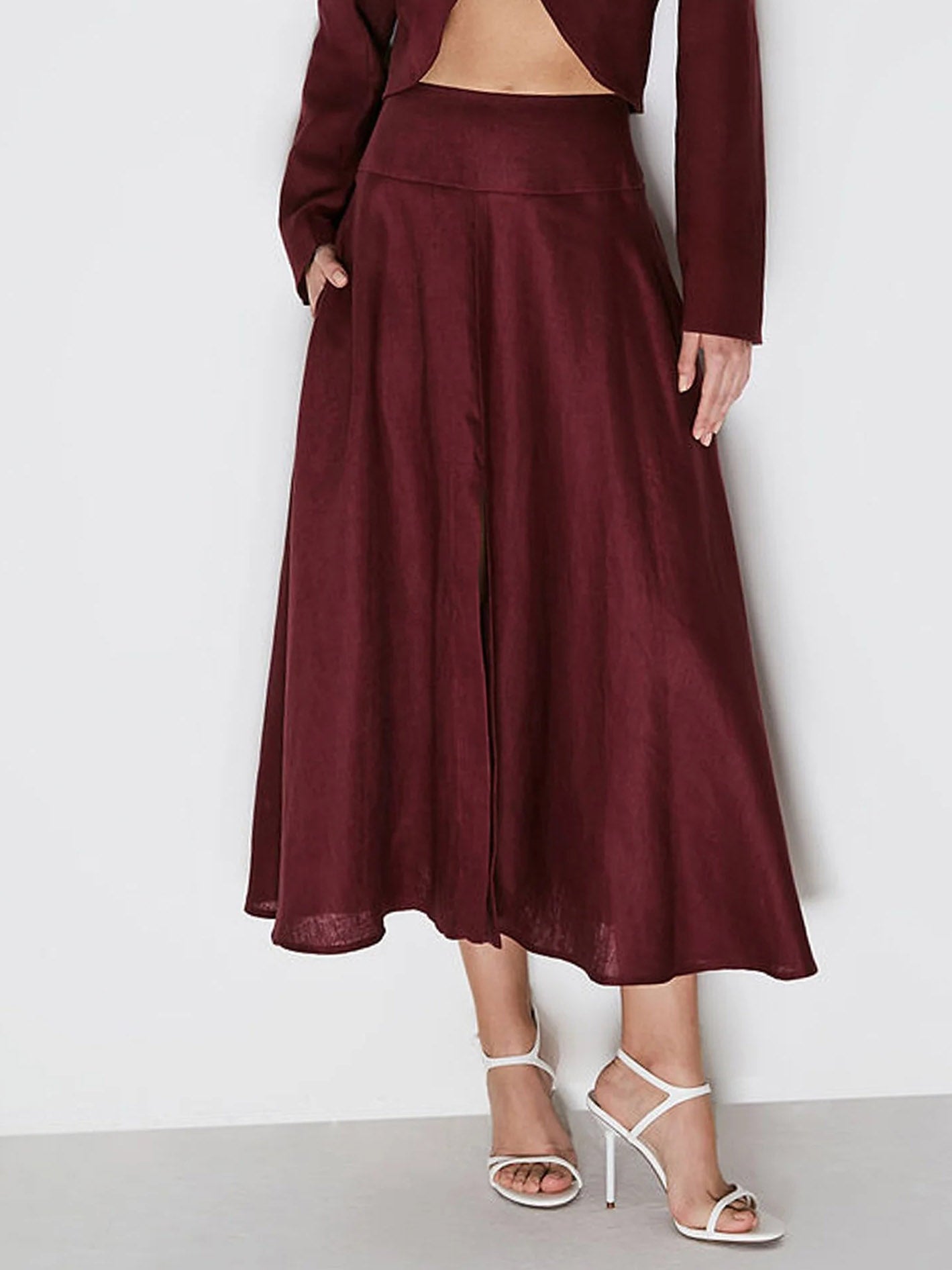 Casual Front Slit A-line Skirt