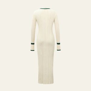 The Capri Contrast-Trim Ribbed Maxi Dress