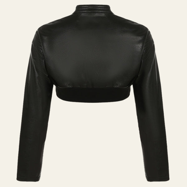 The Brooklyn Cropped Vegan Leather Moto Jacket