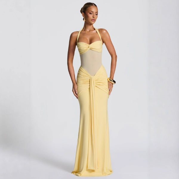 The Ravello Ruched Halter Maxi Dress