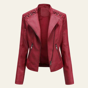The Amalfi Blush Leather Jacket Red