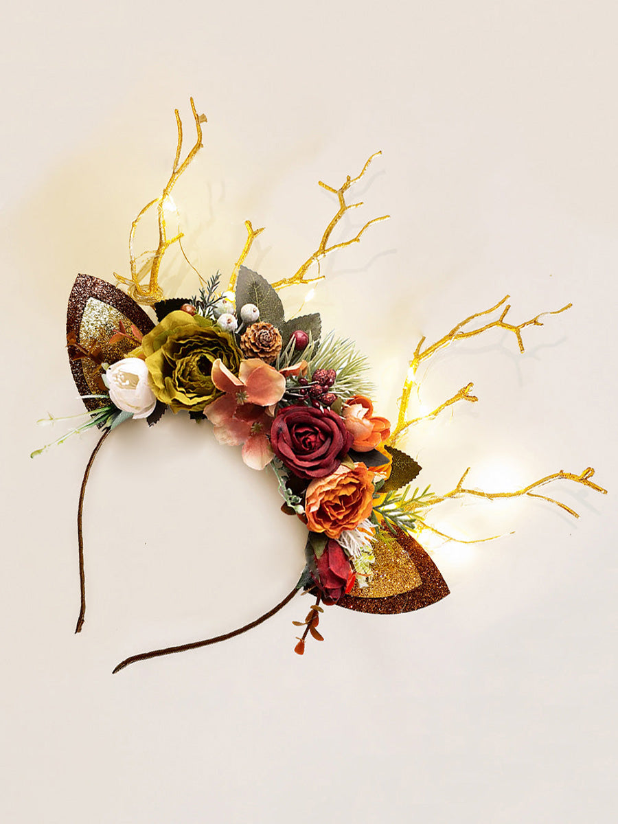 Serre-tête de Noël renne en terre cuite Sunset