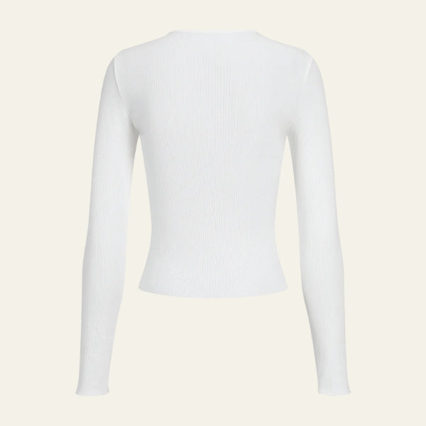 The Florence Ribbed Button-Front Long Sleeve Top