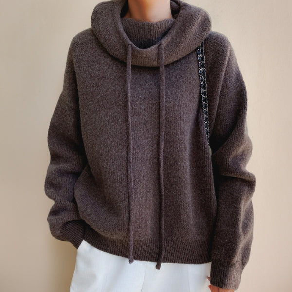 The Laguna Drawstring Cowl-Neck Knit Sweater