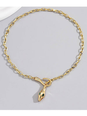 Snakehead Rhinestone Clavicle Necklace