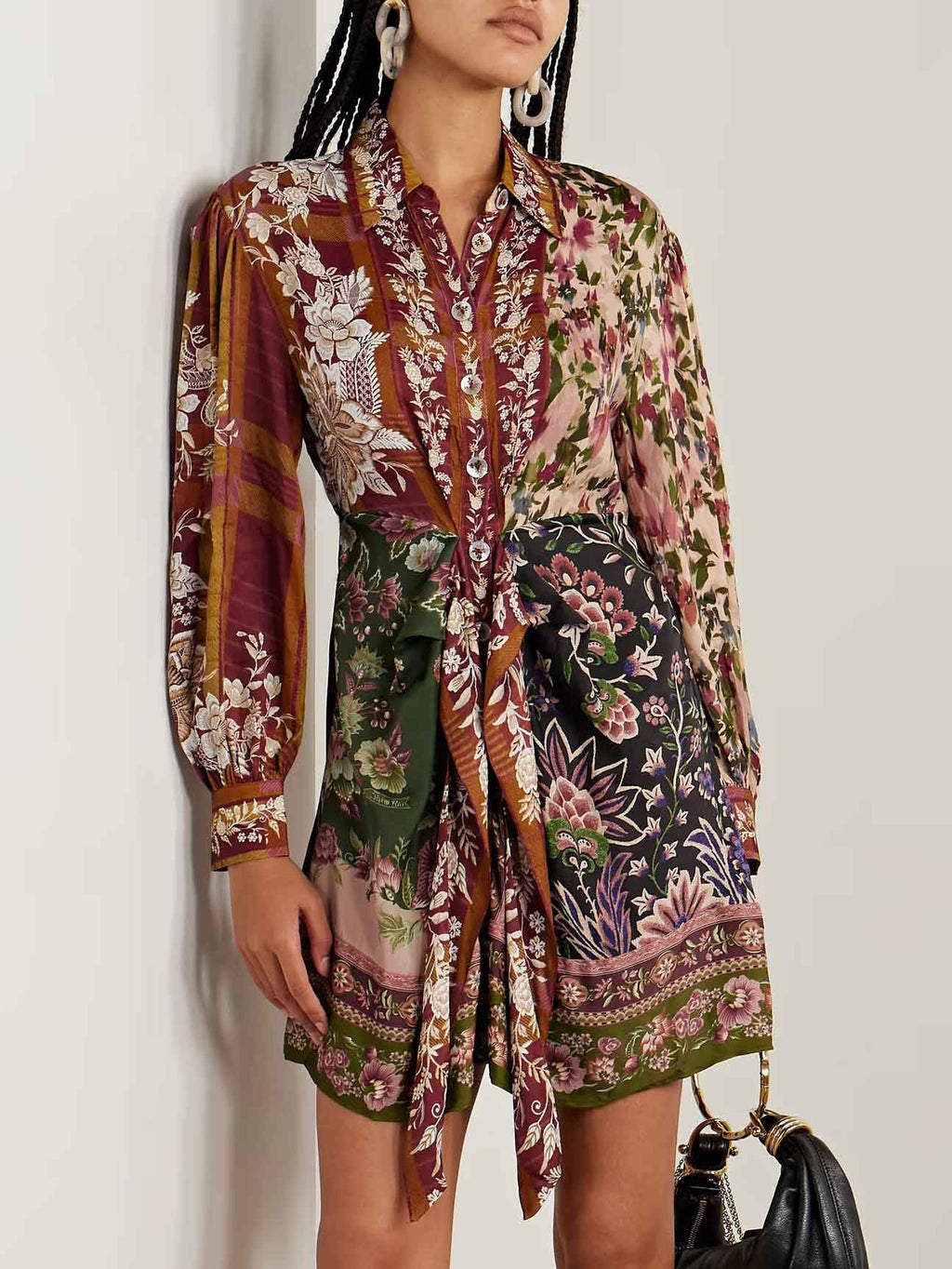 Mini-robe chemise à imprimé floral rétro